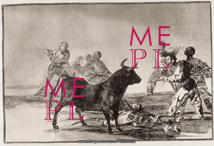 : The rabble hamstring the bull with lances, sickles, banderil : The rabble hamstring the bull with lances, sickles, banderil