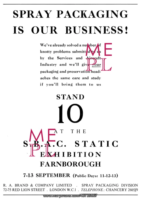 : R.A.Brand Spray Packaging 1953 : R.A.Brand Spray Packaging 1953