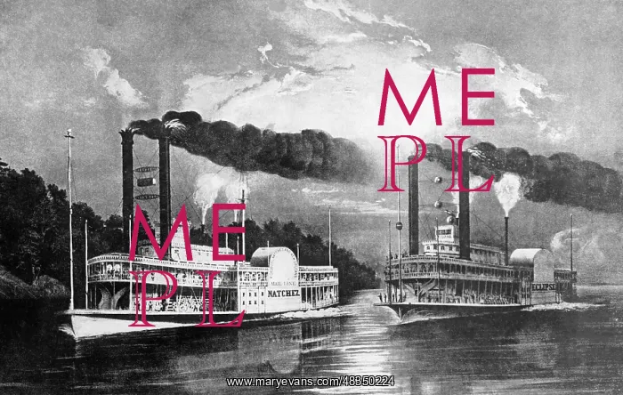 : Race of two paddle steamers, around 1850 : Race of two paddle steamers, around 1850