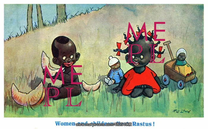 : Racially-derogatory postcard - Two black children : Racially-derogatory postcard - Two black children