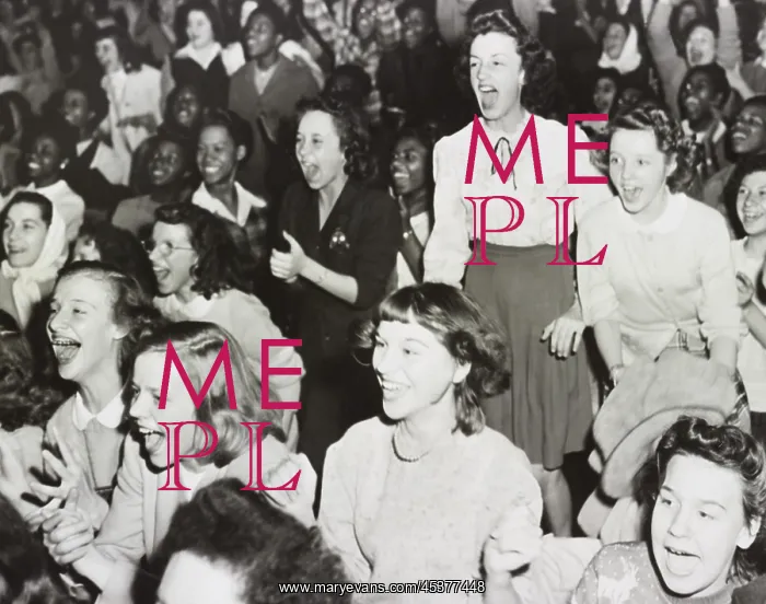 : Racially integrated audience listens as singer : Racially integrated audience listens as singer