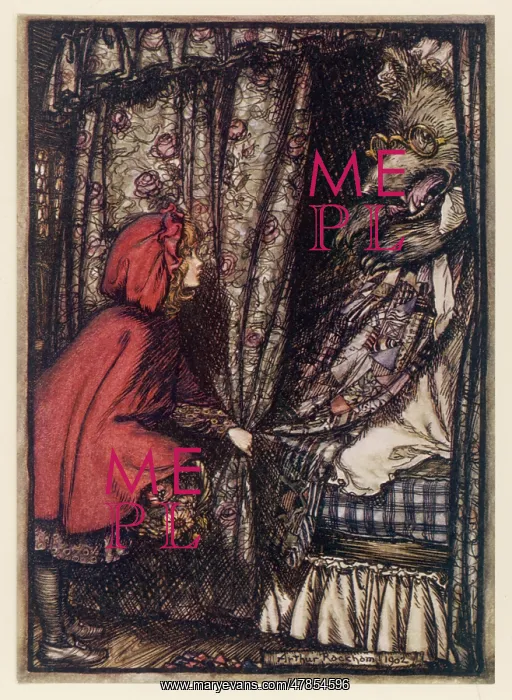 : Rackham: Little Red Riding Hood & wolf : Rackham: Little Red Riding Hood & wolf
