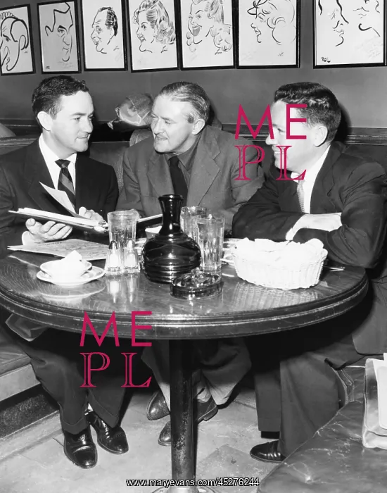 : Radio script writers, Jerry Lawrence (left), and : Radio script writers, Jerry Lawrence (left), and