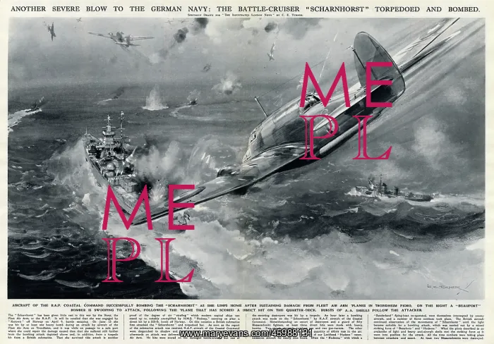 : RAF Beauforts attacking the Battle-cruiser Scharnhorst : RAF Beauforts attacking the Battle-cruiser Scharnhorst