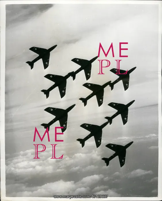 : Nine RAF planes in formation for Farnborough Display : Nine RAF planes in formation for Farnborough Display