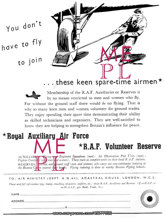 : RAF Recruitment. RAuxAF & RAFVR 1950 : RAF Recruitment. RAuxAF & RAFVR 1950