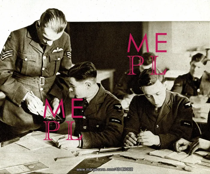 : RAF trainee pilots working out courses and speeds, WW2 : RAF trainee pilots working out courses and speeds, WW2