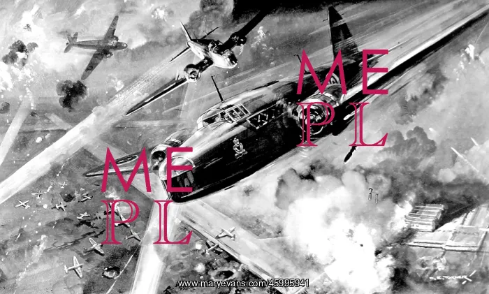 : RAF Wellington bombers attacking a German airfield : RAF Wellington bombers attacking a German airfield