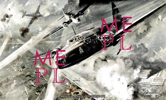 : RAF Wellington bombers attacking a German airfield; Second : RAF Wellington bombers attacking a German airfield; Second