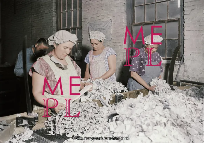 : Rag sorting at the American Writing Paper Co. 1936 : Rag sorting at the American Writing Paper Co. 1936