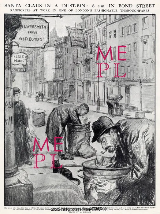  : Ragpickers checking Dustbins in Bond Street, London 1910