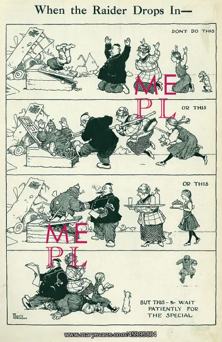 : When the Raider Drops in by Heath Robinson : When the Raider Drops in by Heath Robinson