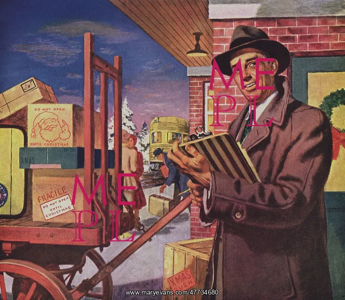 : Railroad Agent checking Mail : Railroad Agent checking Mail