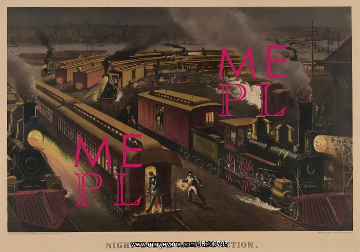 : Railroad junction in 1885. Passenger and ? : Railroad junction in 1885. Passenger and ?