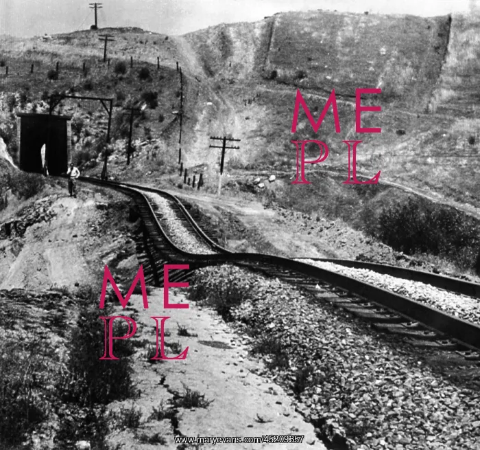 : Railroad tracks damaged by an earthquake. ? : Railroad tracks damaged by an earthquake. ?