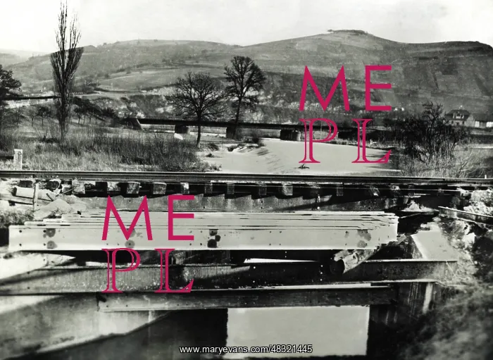 : A railway bridge to be dismantled over the Nahe, around 1919 : A railway bridge to be dismantled over the Nahe, around 1919