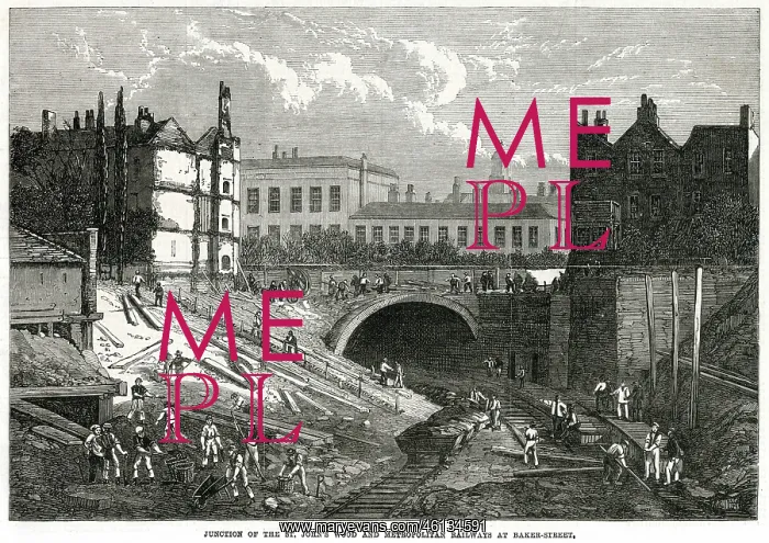 : Railway construction, Baker Street, London 1868 : Railway construction, Baker Street, London 1868