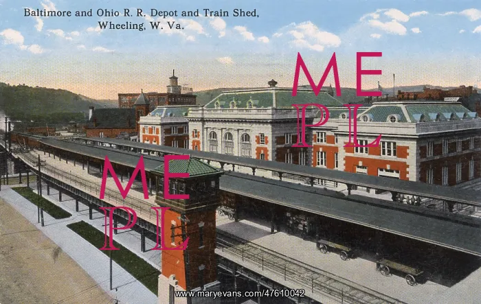 : Railway depot and train shed, Wheeling, West Virginia, USA : Railway depot and train shed, Wheeling, West Virginia, USA