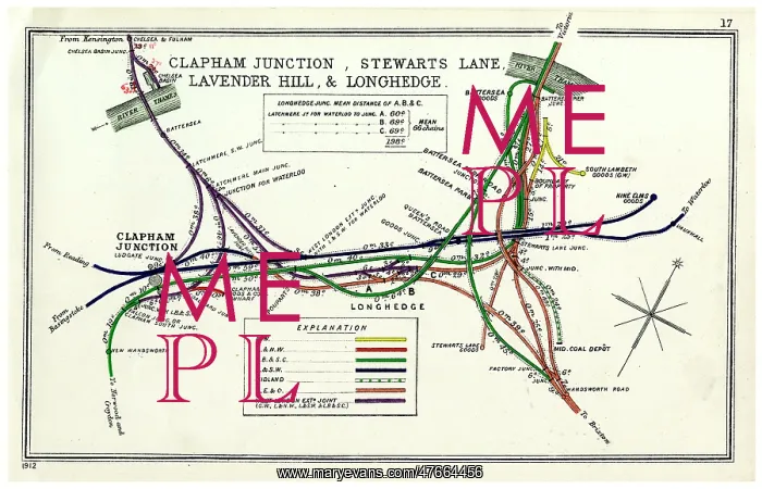 : Railway map, Clapham Junction area, London : Railway map, Clapham Junction area, London