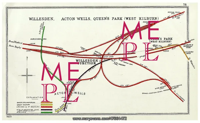 : Railway map, Willesden, Acton Wells, Queen's Park, London : Railway map, Willesden, Acton Wells, Queen's Park, London