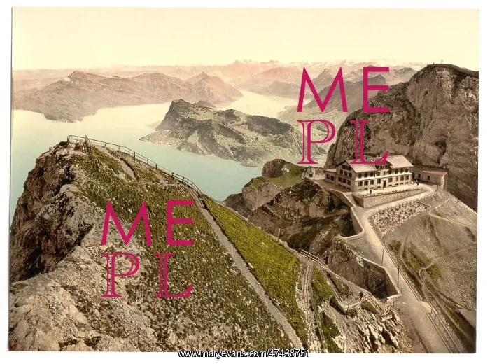 : Railway, from Oberhaupt, towards Lake of Four Cantons, with : Railway, from Oberhaupt, towards Lake of Four Cantons, with