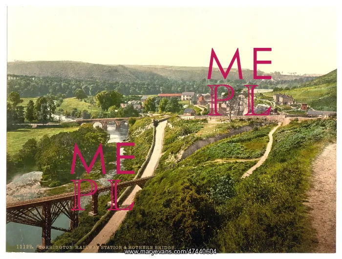 : Railway station and Rothern Bridge, Torrington, England : Railway station and Rothern Bridge, Torrington, England