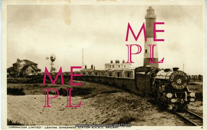 : Railway Station and Train -'Coronation Limited, Dungeness : Railway Station and Train -'Coronation Limited, Dungeness