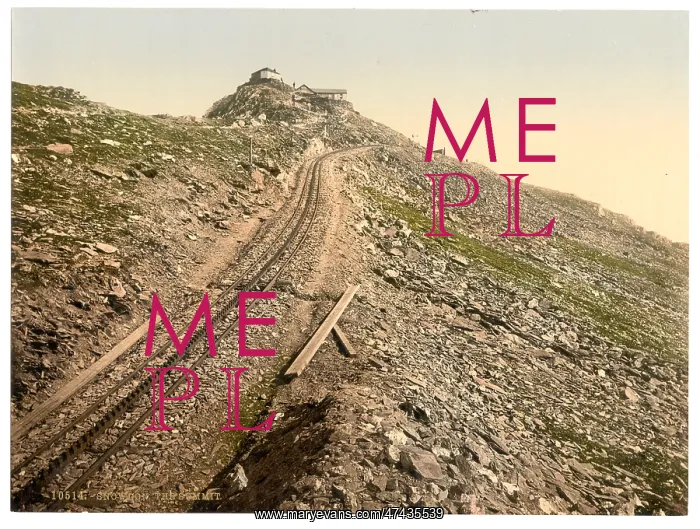 : Railway, at the summit, Snowdon, Wales : Railway, at the summit, Snowdon, Wales