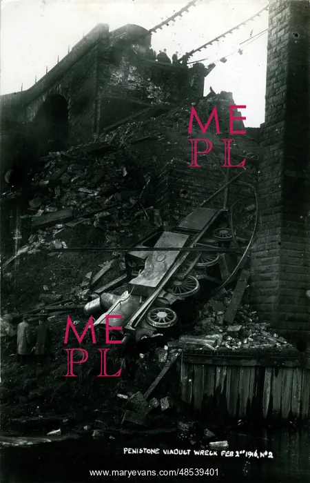 : Railway Viaduct and Train Disaster, Penistone, Yorkshire : Railway Viaduct and Train Disaster, Penistone, Yorkshire