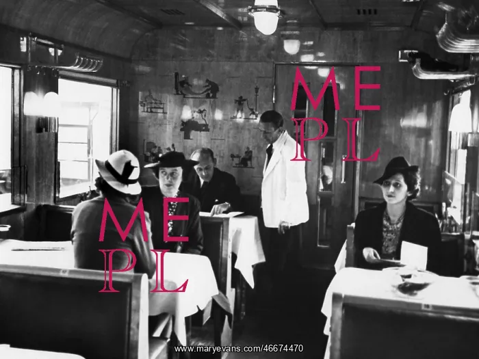 : railway, waggons, dining car interior view, Deutsche : railway, waggons, dining car interior view, Deutsche