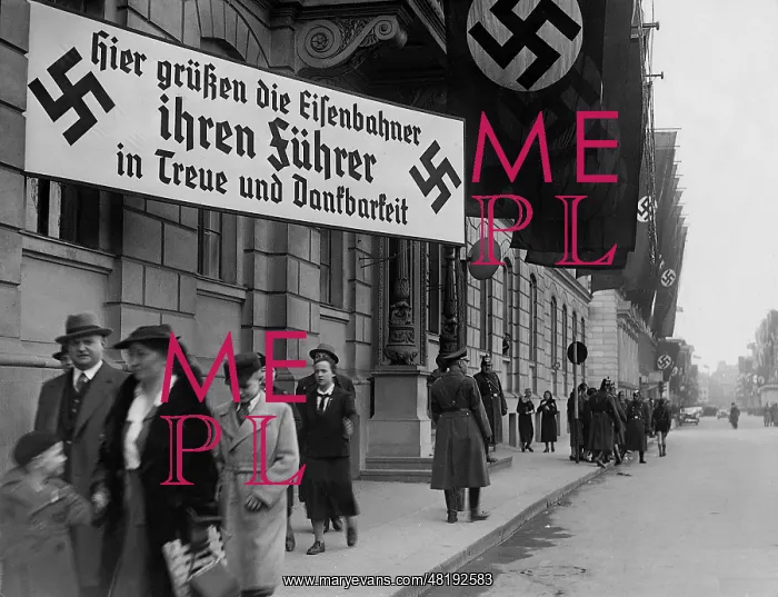 : Railway workers greet their Fuehrer, 1938 : Railway workers greet their Fuehrer, 1938