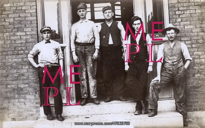 : Railway workers outside their work premises, USA : Railway workers outside their work premises, USA
