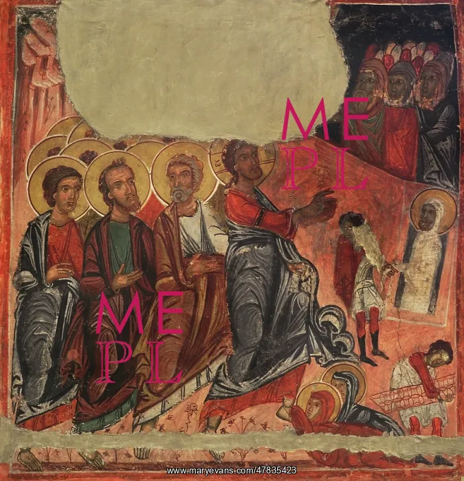 : The Raising of Lazarus. Mural painting. From the : The Raising of Lazarus. Mural painting. From the
