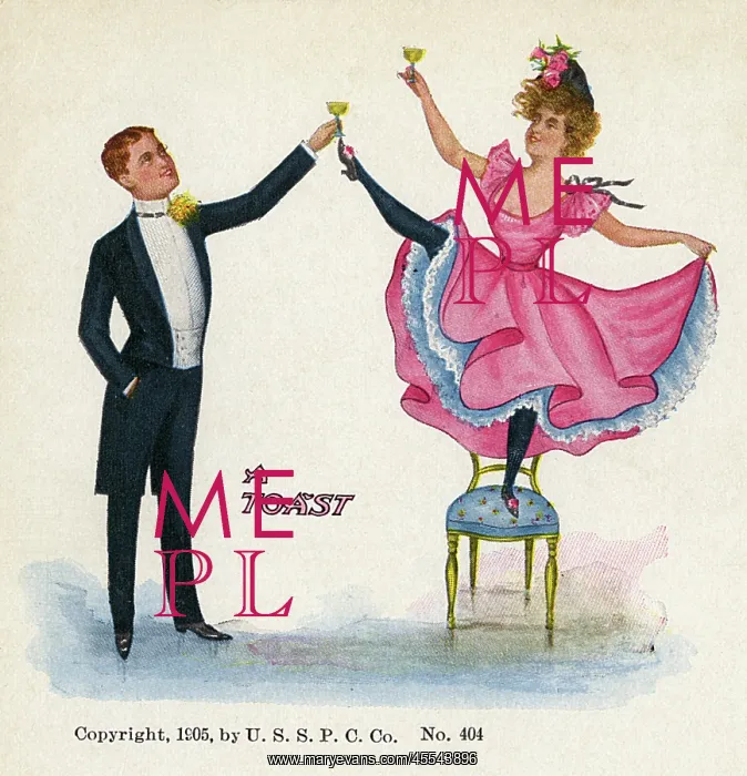 : Raising a Toast - Can Can Dancer and smart gent : Raising a Toast - Can Can Dancer and smart gent
