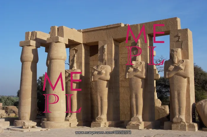 : Rameseum. Pillars with osirian statues. Egypt : Rameseum. Pillars with osirian statues. Egypt