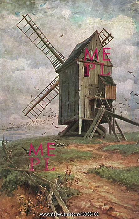 : Ramshackle windmill on a hill : Ramshackle windmill on a hill