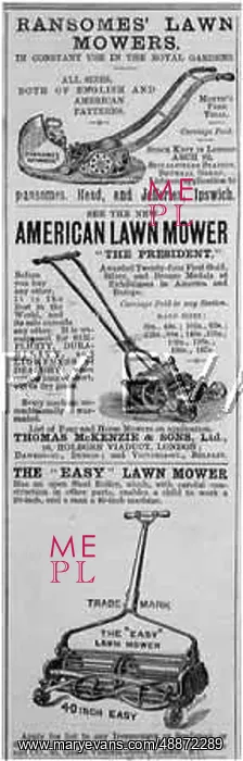: Ransomes lawn mowers 1884 : Ransomes lawn mowers 1884