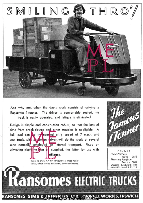 : Ransomes One Tonner Electric Trucks 1944 : Ransomes One Tonner Electric Trucks 1944