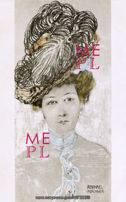 : Raphael Kirchner - Portrait of a smart lady with high hat : Raphael Kirchner - Portrait of a smart lady with high hat