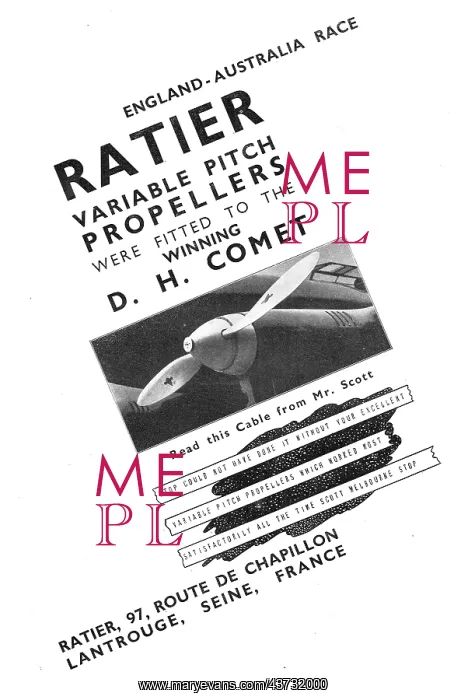 : Ratier Variable Pitch Propellers Fitted To Winning DH Comet : Ratier Variable Pitch Propellers Fitted To Winning DH Comet