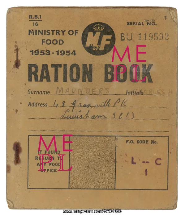 : Ration Book - early 1950s : Ration Book - early 1950s