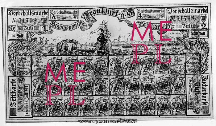 : Ration card from Frankfurt an der Oder, 1917 : Ration card from Frankfurt an der Oder, 1917