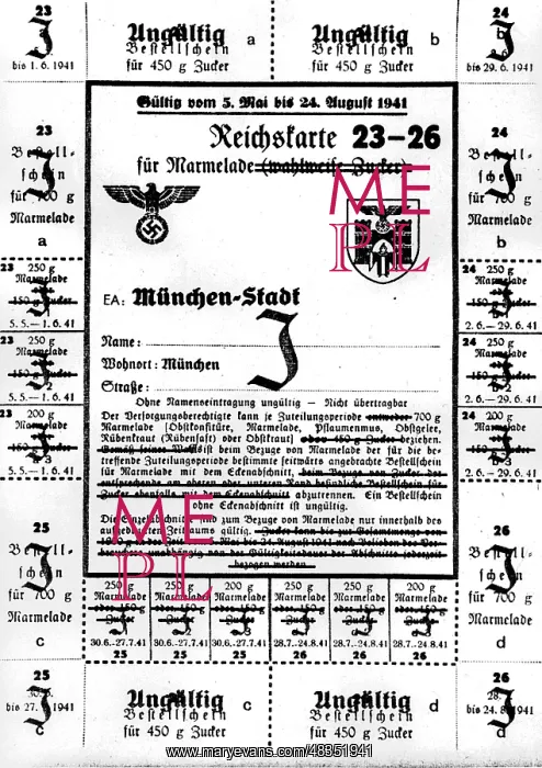 : Ration card for Jews, 1941 : Ration card for Jews, 1941