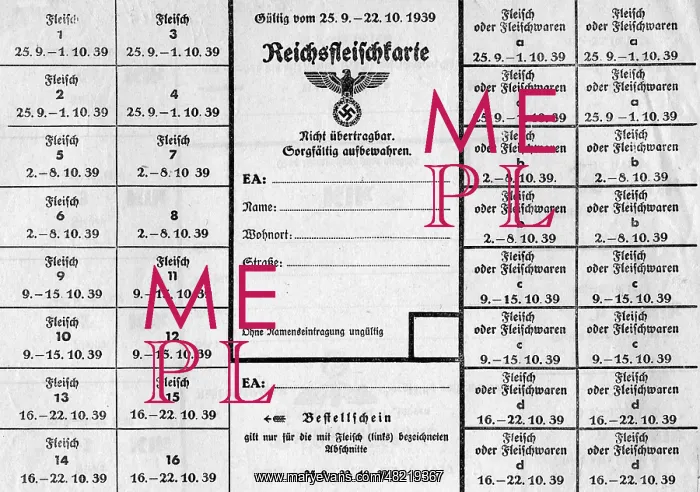 : Ration card for meat : Ration card for meat