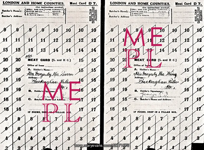 : Ration cards belonging to the King and Queen during WWI : Ration cards belonging to the King and Queen during WWI
