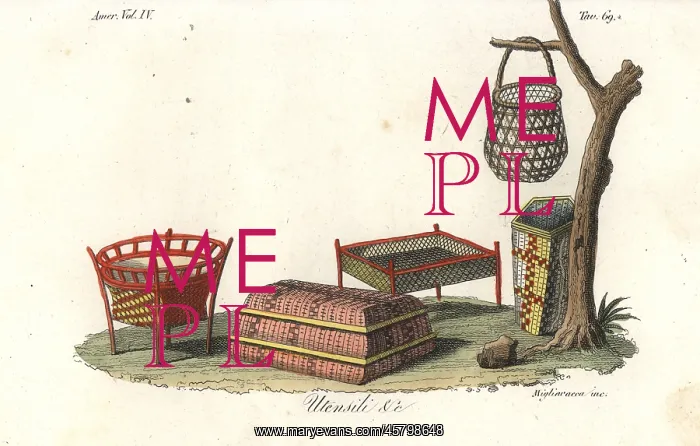 : Rattan table and baskets made by the Island : Rattan table and baskets made by the Island