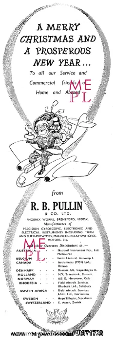 : R.B.Pullin Aircraft Instruments - Christmas Greetings 1952 : R.B.Pullin Aircraft Instruments - Christmas Greetings 1952