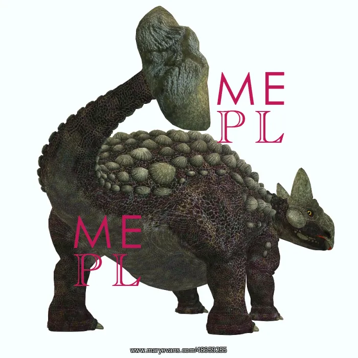 : Rear view of Ankylosaurus : Rear view of Ankylosaurus