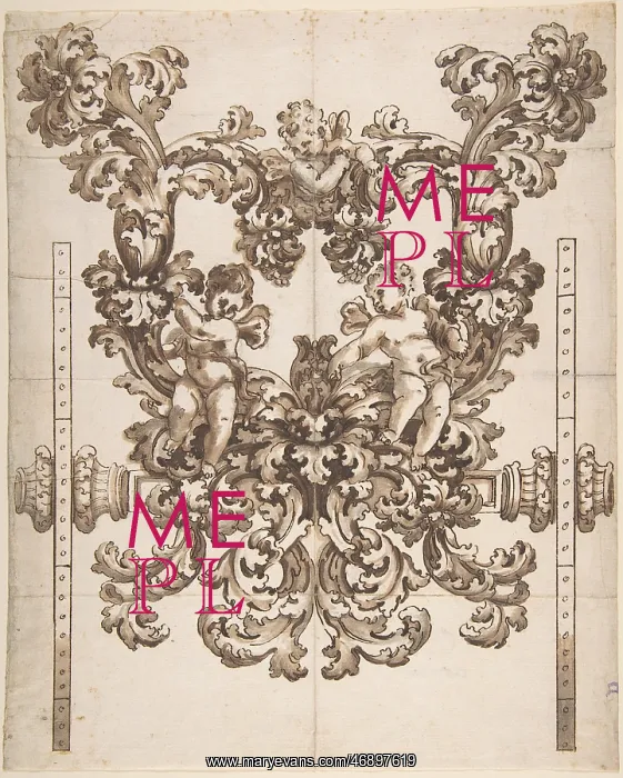 : Rear View of an Elaborate Design for a Carved : Rear View of an Elaborate Design for a Carved
