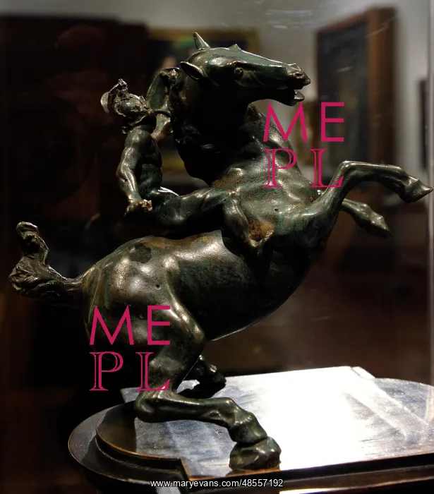 : The Rearing Horse and Mounted Warrior. Bronze. 16th century : The Rearing Horse and Mounted Warrior. Bronze. 16th century